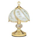 OK Lighting OK-606WG 14.25" Lamp with White Glass Floral Theme, Gold - Brand New