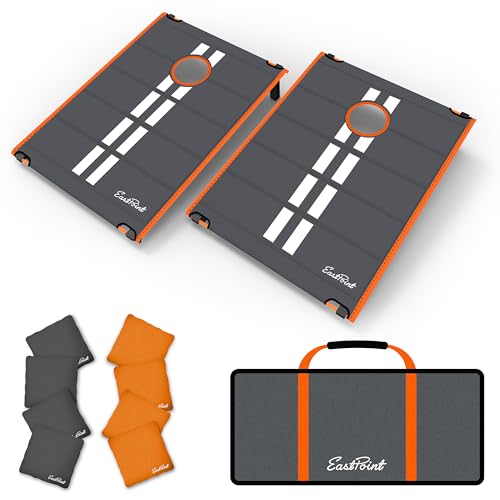 EASTPOINT 2’X3’ ULTRA-PORTABLE CORNHOLE SET WITH 8 BEAN BAGS - ORANGE/BLACK - Like New