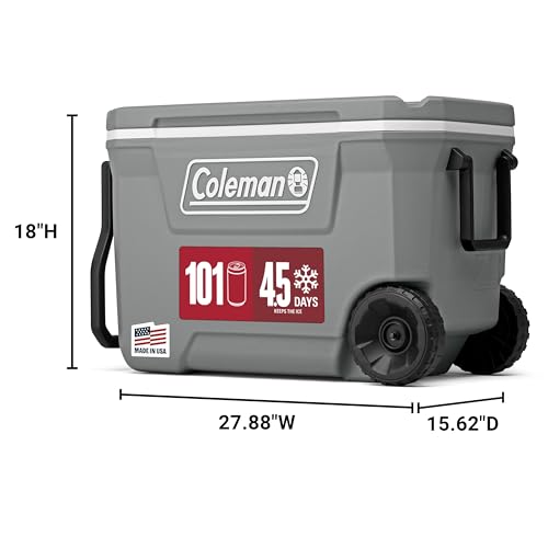 COLEMAN CLASSIC SERIES INSULATED ROLLING COOLER, 62-QUART - ROCK GREY - Like New