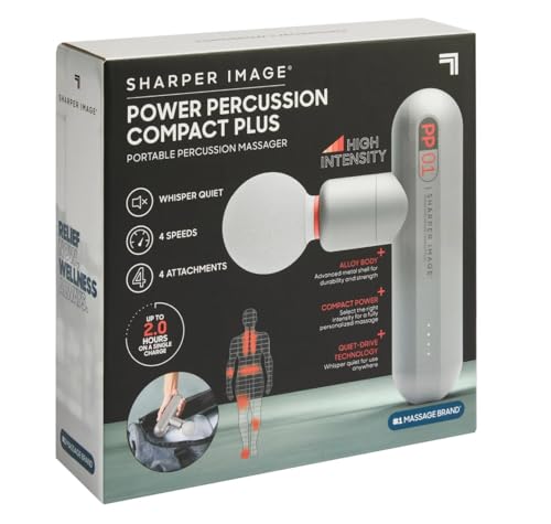 SHARPER IMAGE POWER PERCUSSION COMPACT PLUS, PORTABLE MASSAGER 1583883 GRAY - Like New