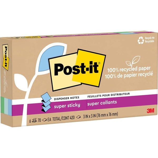 3M 3 X 3 IN. POST-IT SUPER STICKY ADHESIVE NOTE, ASSORTED OASIS - PACK OF 12 - Brand New