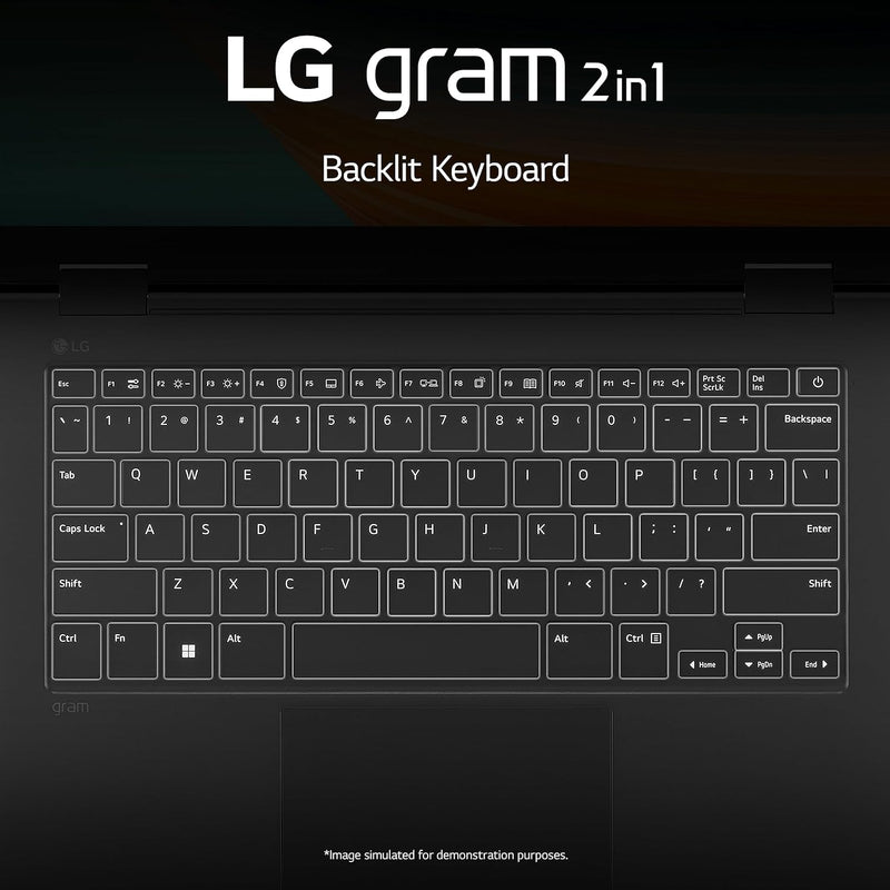 LG Gram 2in1 Lightweight Laptop, 14” WUXGA TOUCH, i7-1360P 32GB 1TB SSD - Black Like New