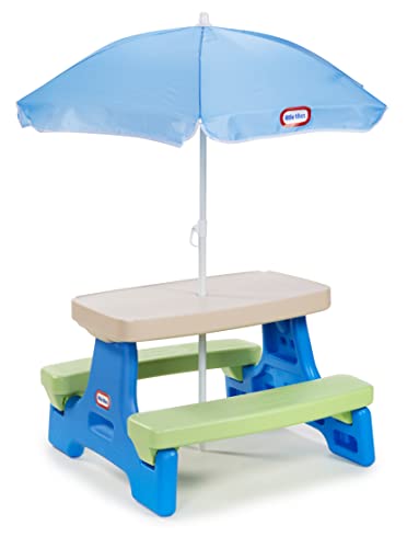 LITTLE TIKES EASY STORE JR. PLAY TABLE WITH UMBRELLA 629945M - BLUE/GREEN - Like New