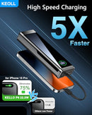 KEOLL PORTABLE CHARGER 40000MAH BUILT-IN USB-C CABLE, 22.5W Fast 1 PACK - BLACK - Like New