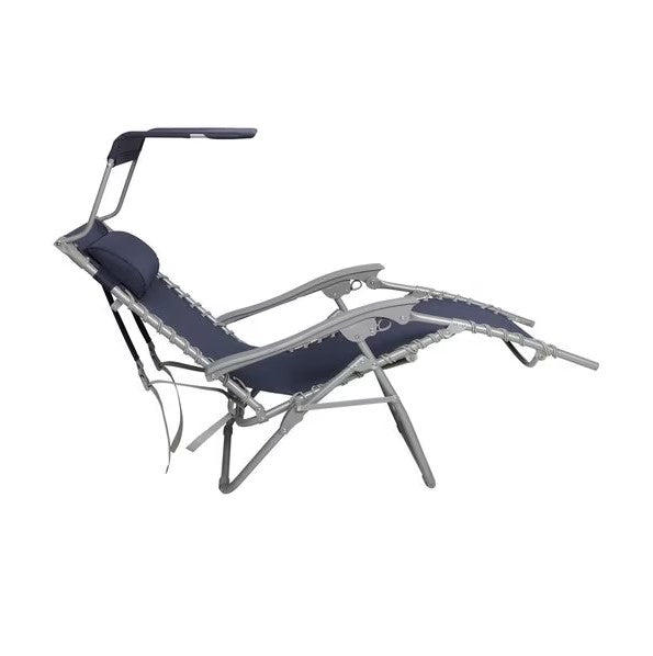 Bliss Hammocks 26" Gravity Free Beach Chair w/ Adjustable Canopy, Pillow - Navy Like New