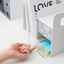 LITEM. Bookrack with Drawer, White - Brand New