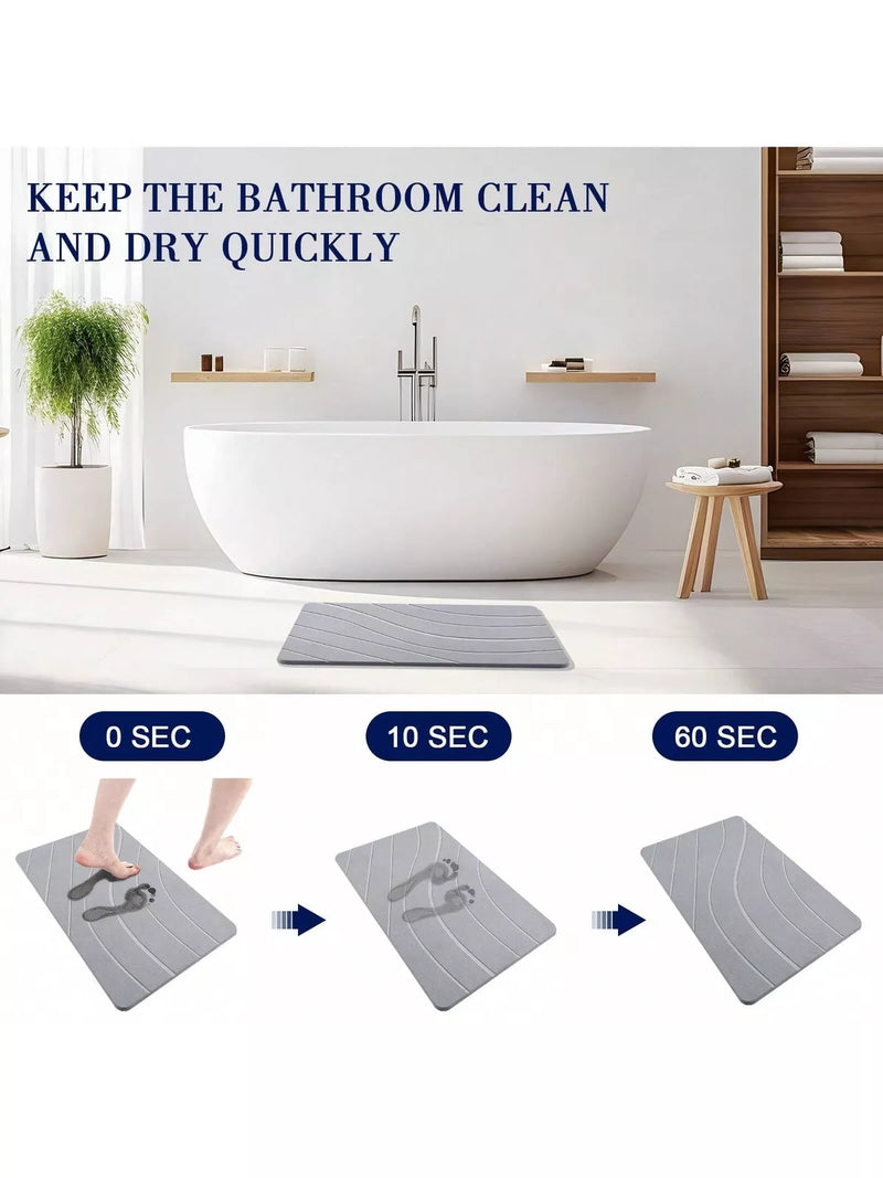 KOOTETA STONE BATH MAT DIATOMACEOUS EARTH SHOWER MAT - LIGHT GRAY - Like New