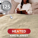 SUNBEAM ROYAL ULTRA FLEECE HEATED BLANKET KING SIZE 90" X 100" - PEBBLE - Brand New