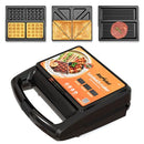 SUNVIVI 800W 3 IN 1 SANDWICH MAKER - BLACK - Like New
