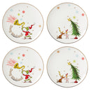 LENOX 894166 MERRY GRINCHMAS 4-PIECE ASSORTED ACCENT PLATE - GREEN - Like New