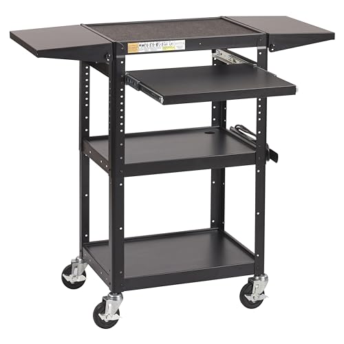 ECRKIDS AV PRESENTATION CART STAND DROP LEAVES ROLLING STORAGE - BLACK - Like New