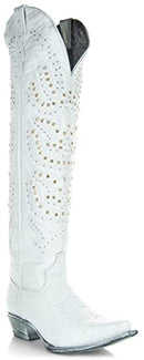 Soto Boots Womens Rodeo Star Tall White Cowgirl Boots M50061 (White,8.5) - Like New