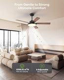 VCZ008BK Vaczon 52" Ceiling Fan Light Remote App 3CCT Reversible 6 Speed - Black - Brand New