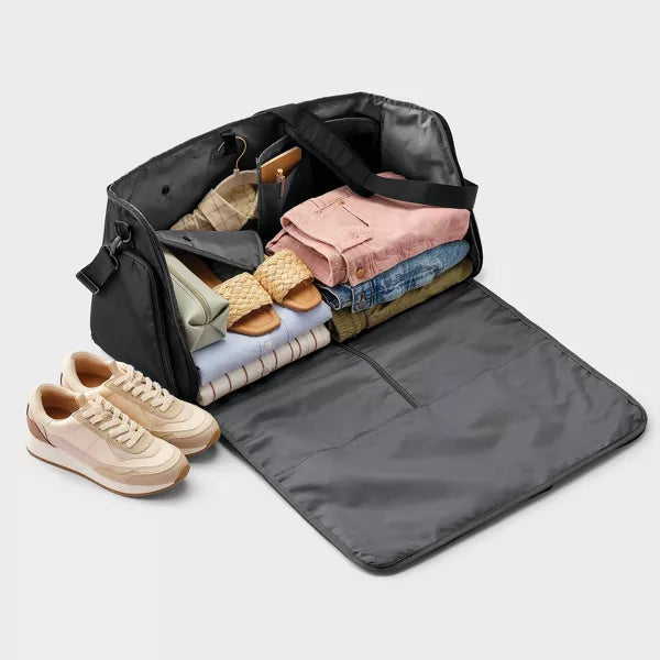 OPEN STORY 2-IN-1 GARMENT DUFFEL BAG - BLACK - Like New