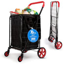 SereneLife Small Compact Shopping Cart Removable Waterproof Swivel Wheel - RED - Like New