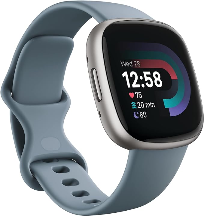 Fitbit Versa 4 Fitness Smartwatch Readiness GPS One Size 6514031 - Blue/Platinum Like New