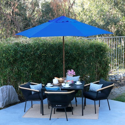 ASTELLA 9-FT STEEL NO-TILT MARKET PATIO UMBRELLA - BLUE - Like New