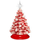 Best Choice Products 15in Ceramic Christmas Tree, 2 Star Toppers - Peppermint - Brand New