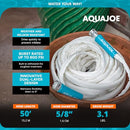 AQUA JOE 50 FOOT EXPANDABLE RV HOSE WITH FLEXIBLE MARINE-GRADE FIBER JACKET - Brand New