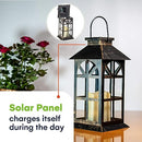 STEADYDOGGIE HANGING 2 LED SOLAR LANTERN CLASSIC GLASS BRONZE JS03102 - 2 Pack - Like New