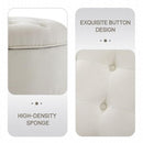 IMMULIZE 30" Round Storage Ottoman, Button Circle Lid, Large Footrest - Cream - Like New