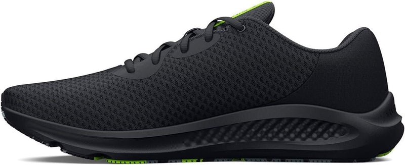 3024878 Under Armour Men's Charged Pursuit 3 Running Shoe Black/Lime Surge 7.5 - Like New