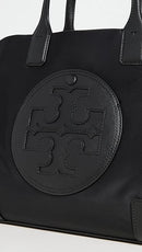 Tory Burch Small Ella Recycled Nylon Tote Bag Faux Leather 88578-001 - Black - Like New