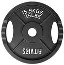 FITVIDS OLYMPIC 2-INCH CAST IRON PLATE WEIGHT PLATE 2-HOLE 35LB PAIR - BLACK - Like New