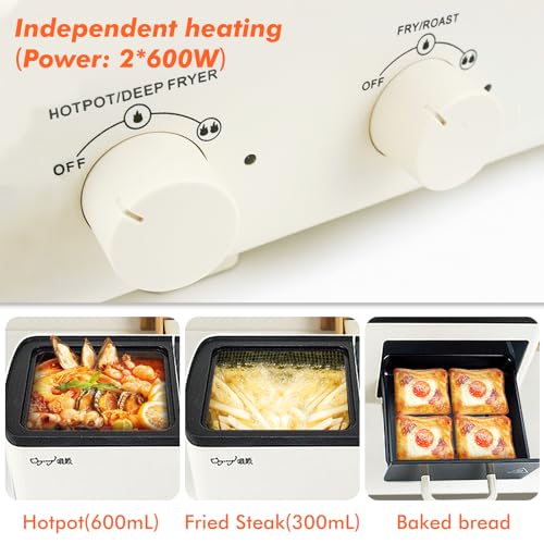 YANGMING 4 IN 1 BREAKFAST MAKER STATION WITH GRILL, HG01 - OFF WHITE - Like New