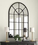 NXHOME ARCHED WINDOW FINISHED METAL MIRROR 32×45" WINDOWPANE DECORATION - BLACK - Like New