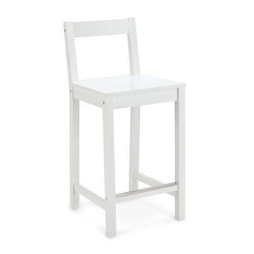 AMAZON BASICS WOODEN BAR STOOL WITH BACKREST 24" 1 UNIT - WHITE - Brand New