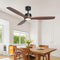FM1005A-3A52-B2 Natural Solid Wood Ceiling Fan Light 52" No Remote Black Walnut - Like New