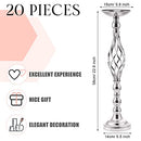 RTTERI 20 PCS 22.8 IN METAL FLOWER STAND WEDDING CENTERPIECE - SILVER - Like New