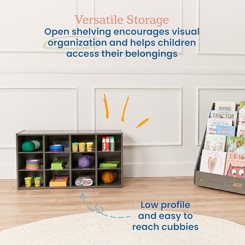 ECR4KIDS STREAMLINE 12 CUBBY TRAY STORAGE CABINET 3X4 CLASSROOM FURNITURE - GREY - Brand New