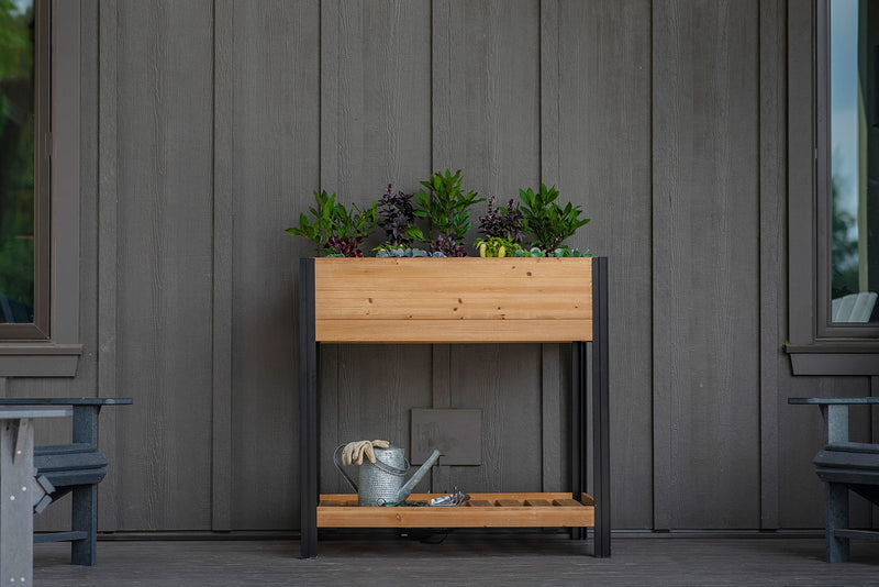 VITA MEZZA 30" x 40" CEDAR WOOD VEG FARM STORAGE SHELF GOLDEN BROWN VT17717 - Like New