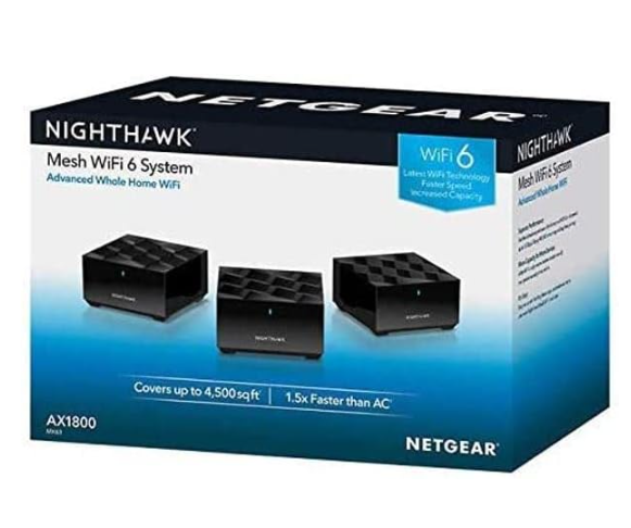 Netgear Nighthawk Whole Home Mesh WiFi 6 System 3 Pack BLACK MK63-100NAS New