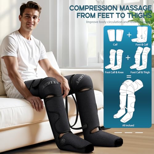AICUTTI MODEL AI-03 AIR COMPRESSION MASSAGER HEAT FOR FEET CALF THIGH - BLACK - Like New
