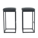 ALPHA HOME FAUX LEATHER BAR STOOLS, BLACK, SET OF 2 STOOLS - BLACK - Like New