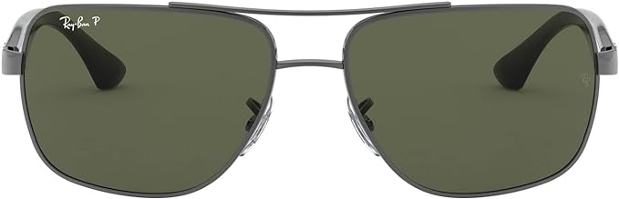 Ray-Ban Men's RB3483 Metal Square Sunglasses - POLARIZED GREEN/GUNMETAL Like New