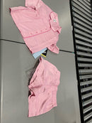 ART CLASS RESPONSIBLE GIRLS' 2PC SATIN SHORT SLEEVE BUTTON UP - YOUTH M - PINK - Brand New