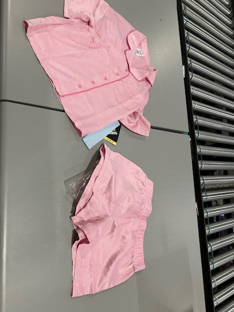 ART CLASS RESPONSIBLE GIRLS' 2PC SATIN SHORT SLEEVE BUTTON UP - YOUTH M - PINK - Brand New