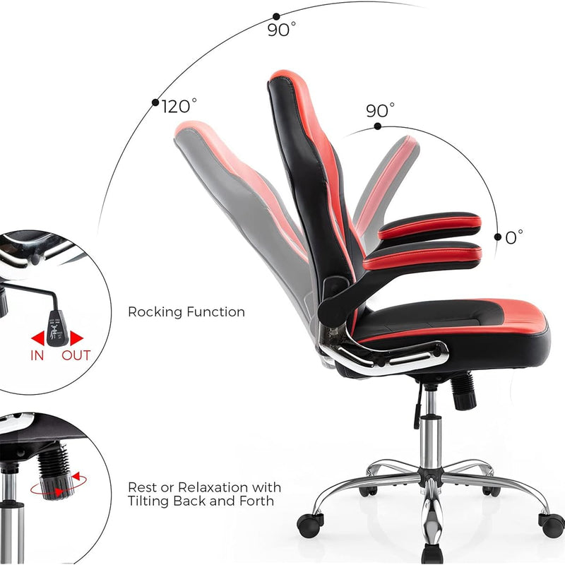 SMUGDESK C-3595 ERGONOMIC HIGH BACK ROLLING COMPUTER CHAIR - BLACK/RED - Like New