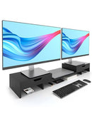 Epesoware Dual Monitor Riser with Two Drawer for Desk No Assembly - Natural - Brand New
