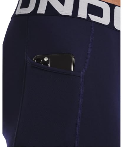 1366075 UNDER ARMOUR MEN'S COLDGEAR LEGGINGS MIDNIGHT NAVY/WHITE M - Brand New