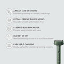 PANASONIC ELECTRIC RAZOR MEN SHAVER 3-BLADE CUTTING USB-C ES-RM3B-G - GREEN - Brand New