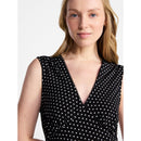 TIME AND TRU WOMEN'S SLEEVELESS V-NECK MIDI DRESS SIZE: M - BLACK SOOT POLKA DOT - Brand New