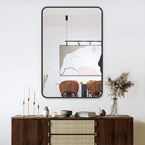 2 Pack Bathroom Mirror Wall Rounded Rectangle 24" x 36" 115103B-2P - Black - Like New