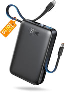 PORTABLE CHARGER 50000MAH POWER BANK PORTABLE CHARGER 2 BUILT IN CABLES- BLACK - Like New