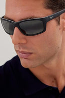 MAUI JIM UNISEX KANAIO COAST - MATTE SOFT BLACK/WHITE/BLUE - Like New