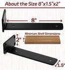 ISOKER 8 INCH SHELF BRACKETS, 8 PACK FLOATING SHELF BRACKET - BLACK - Like New